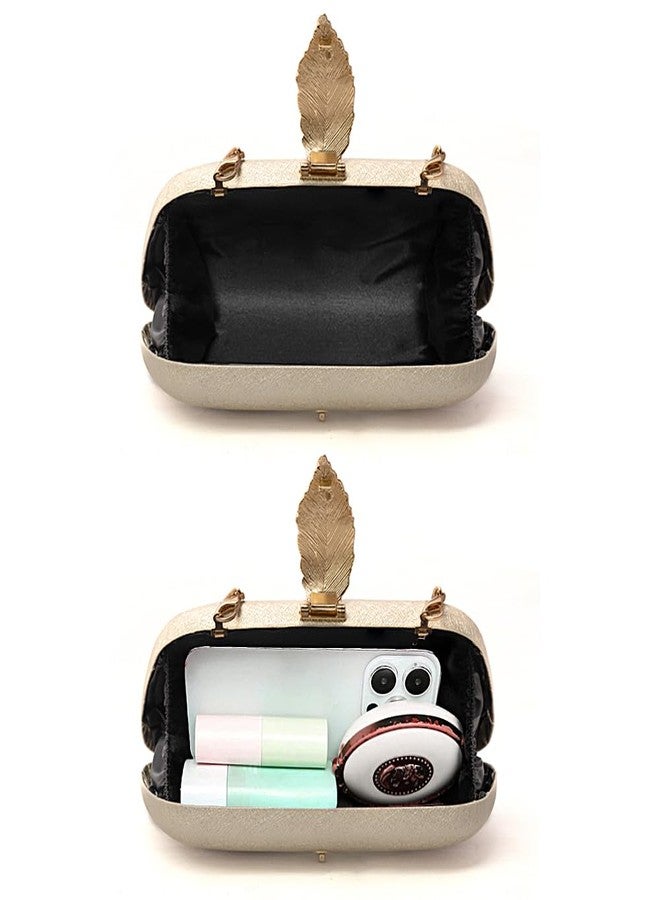 INOVERA (LABEL) Women Evening Hand Clutch | Ladies Party Wedding Purse with Chain Strap (Ivory) - Image 4